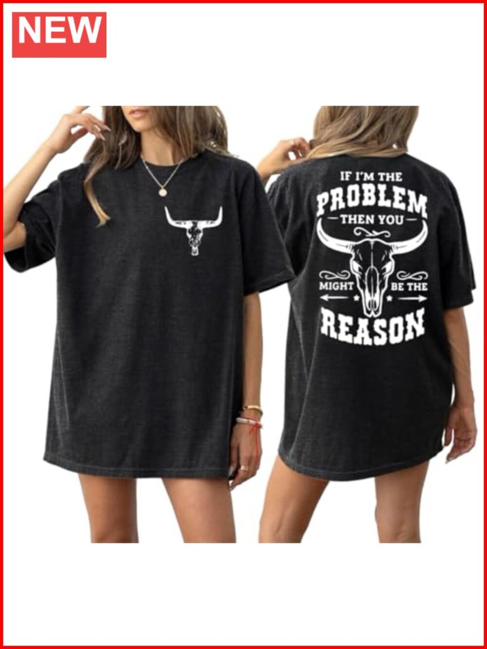 Oversized Cow Skull Country Music Tee Western Cowgirl Shirt